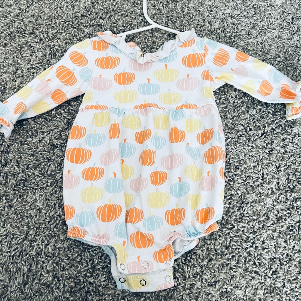 Stitchy Fish Pumpkin Romper - 6 months